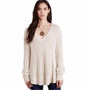 Anthropologie Moth Chunky Knit V Neck Sweater Wool Blend Cottagecore - Large